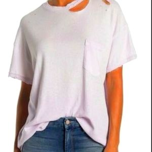We the free distressed white tee small